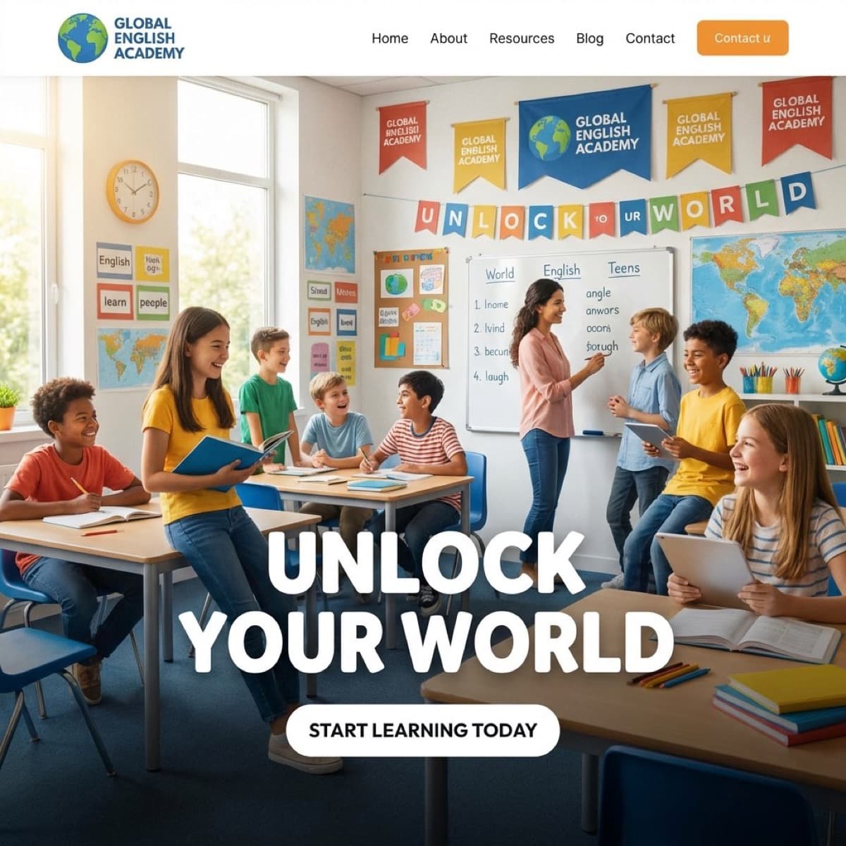 Estudiantes en una clase dinámica de inglés